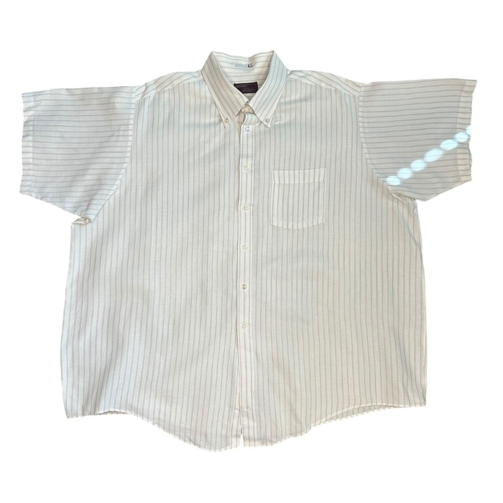 Vintage NOFADE for Anthony's Men's XL Beige Stripe Button-Up Shirt